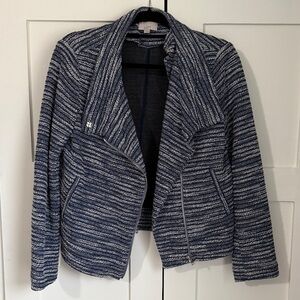 LOFT Women's Navy and White Textured Blazer